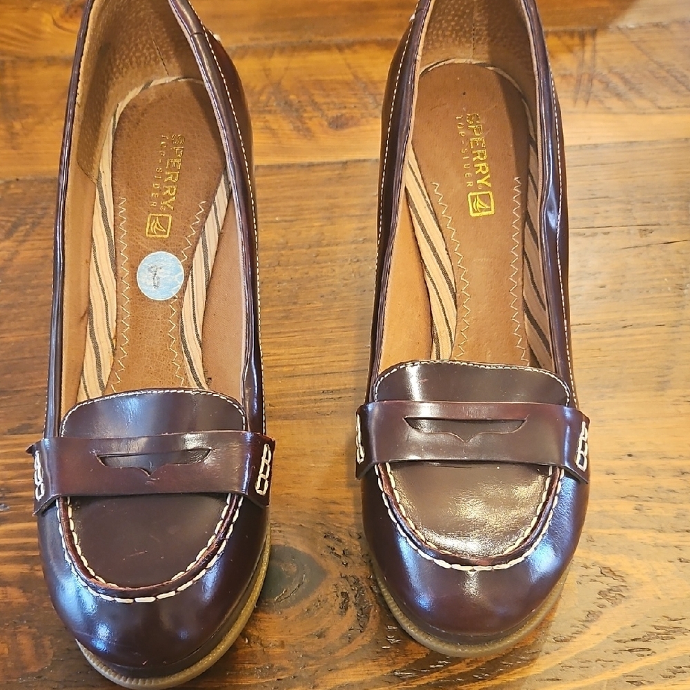 Sperry Women's Dark Brown Leather  Wedge Loafers
